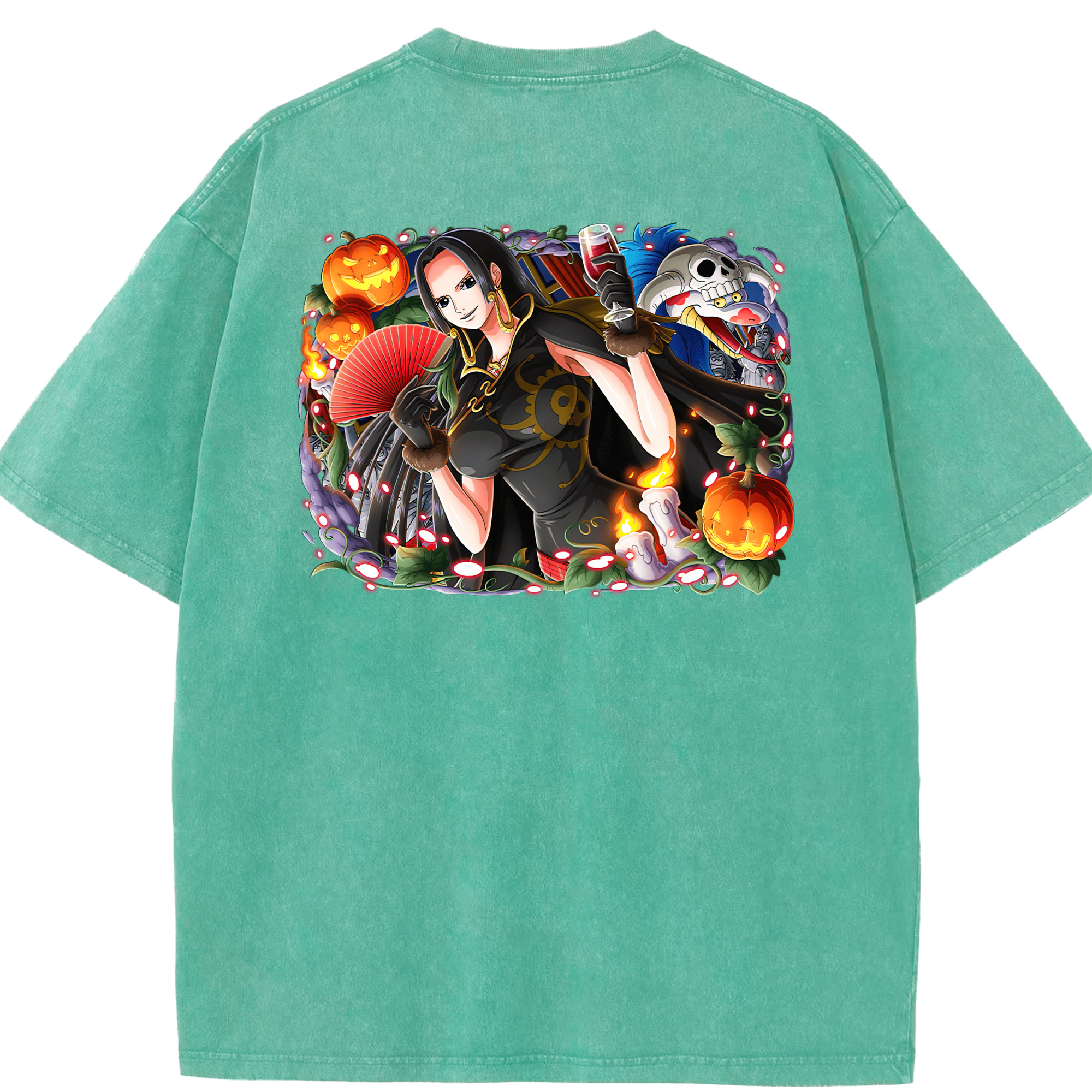 ワンピース ボア・ハンコック ONE PIECE Boa·Hancock 綿100% ヴィンテージ風 半袖Tシャツ（背面プリント）